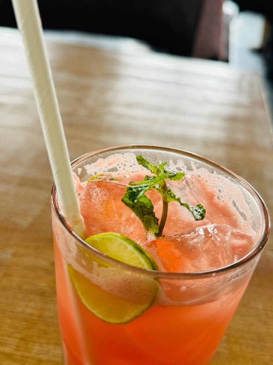 Strawberry mojito with lime and mint