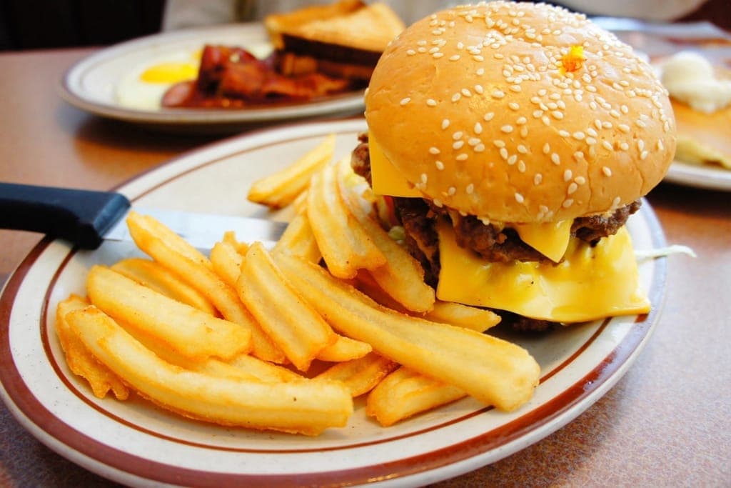 Cheeseburger with fries