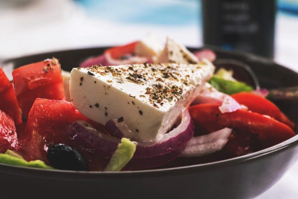 Salad with feta, tomato and olives